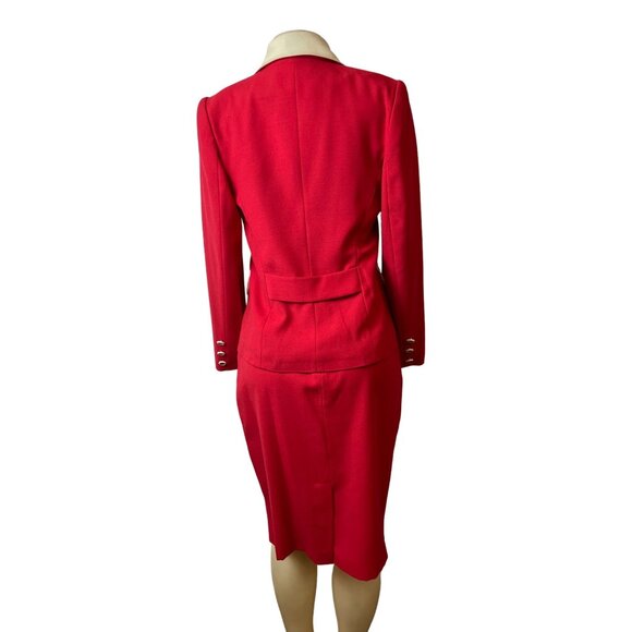 Vintage Nausikaa Paris Wool Red Blazer Skirt Women's Office Set Sz 40 (US 9) - Picture 3 of 13